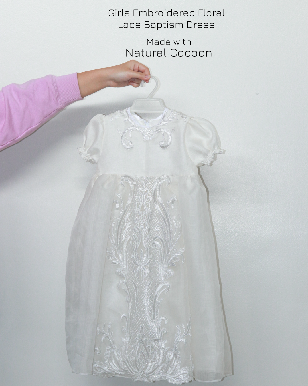 Girls Embroidered Floral Lace Baptism Dress
